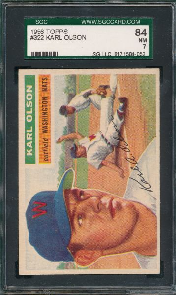 1956 Topps #322 Karl Olson, SGC 84