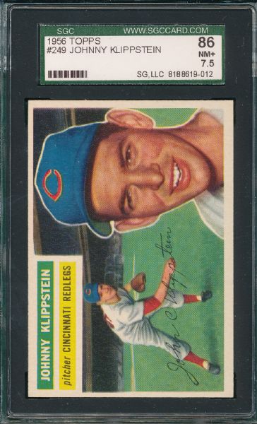 1956 Topps #249 Johnny Klippstein, SGC 86 