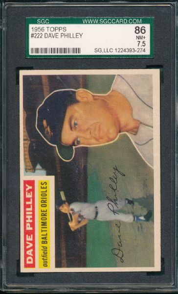 1956 Topps #222 Dave Philley, SGC 86 