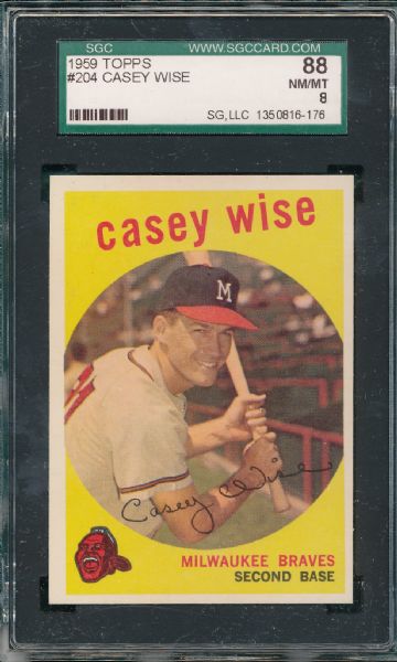 1959 Topps #204 Casey Wine SGC 88