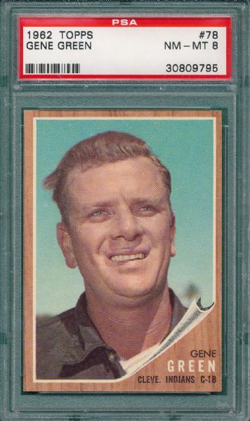 1962 Topps #078 Gene Green PSA 8