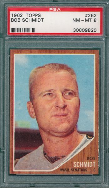 1962 Topps #262 Bob Schmidt PSA 8