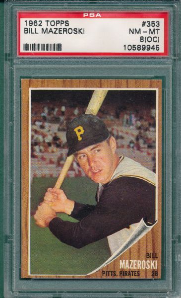 1962 Topps #170 Santo & #353 Mazeroski, (2) Card Lot, PSA 8 (OC)