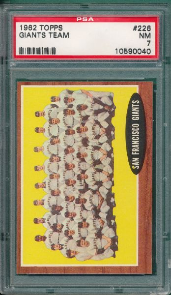 1962 Topps #226 & #384 (2) Card Lot, PSA 7