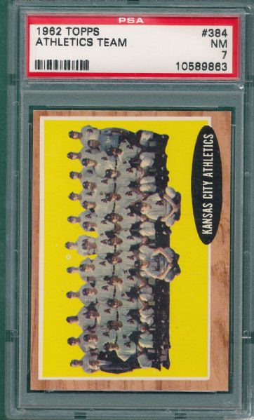 1962 Topps #226 & #384 (2) Card Lot, PSA 7