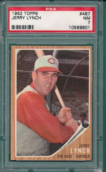 1962 Topps #151 & #487, Cincinnati Reds (2) Card Lot, PSA 7