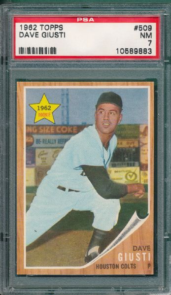 1962 Topps #324 & #509 (2) Card Lot, PSA 7