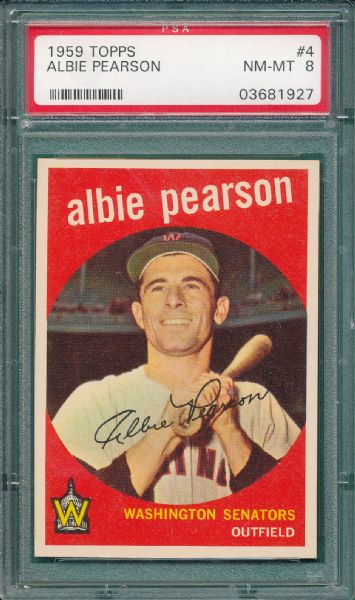 1959 Topps #4 Albie Pearson PSA 8