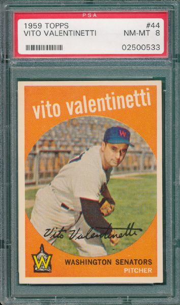 1959 Topps #44 Vtio Valentinetti PSA 8