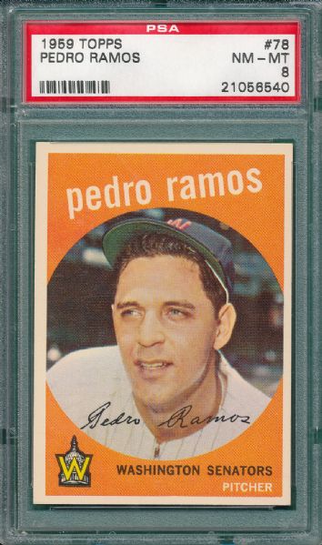 1959 Topps #78 Pedro Ramos PSA 8