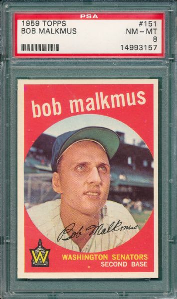 1959 Topps #151 Bob Malkmus PSA 8