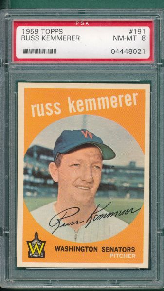 1959 Topps #191 Russ Kemmerer PSA 8