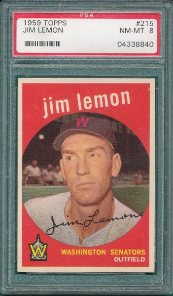 1959 Topps #215 Jim Lemon PSA 8