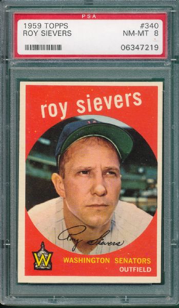 1959 Topps #340 Roy Sievers, PSA 8