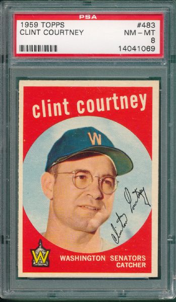 1959 Topps #483 Clint Courtney, PSA 8