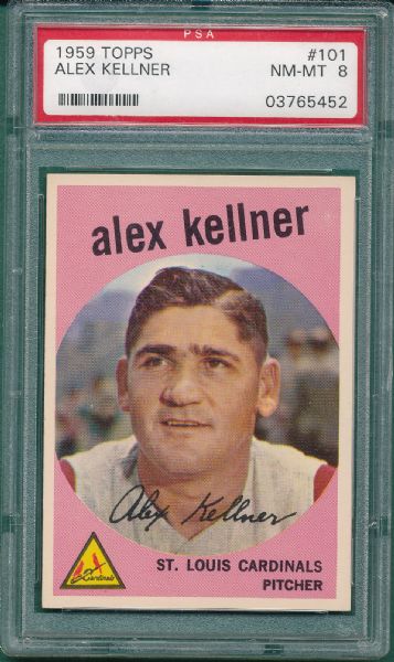 1959 Topps #101 Alex Kellner, PSA 8