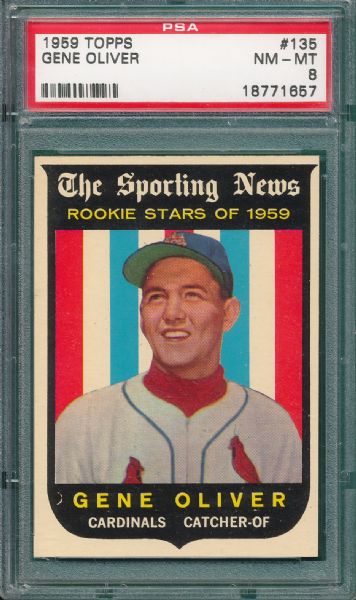 1959 Topps #135 Gene Oliver, PSA 8