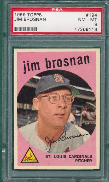 1959 Topps #194 Jim Brosnan, PSA 8