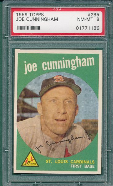 1959 Topps #285 Joe Cunningham, PSA 8