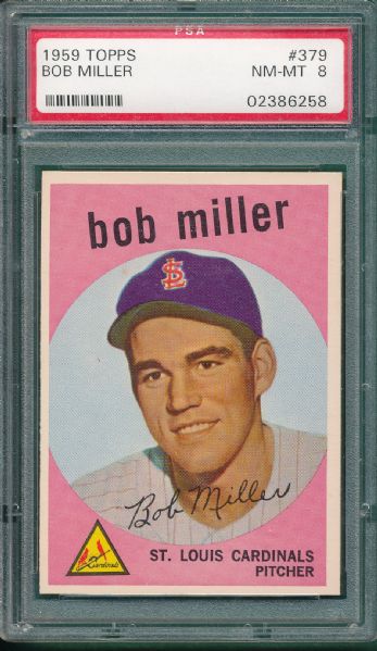 1959 Topps #379 Bob Miller, PSA 8