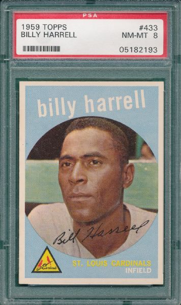 1959 Topps #433 Billy Harrell, PSA 8