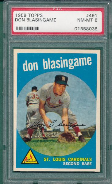 1959 Topps #491 Don Blasingame, PSA 8