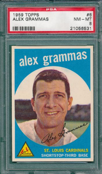 1959 Topps #6 Alex Grammas PSA 8