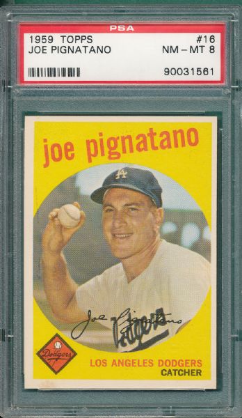 1959 Topps #16 Joe Pignatano PSA 8