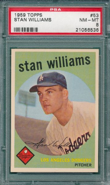 1959 Topps #53 Stan Williams PSA 8