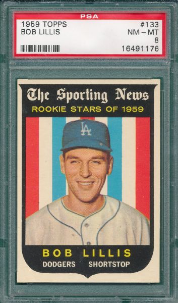 1959 Topps #133 Bob Lillis PSA 8