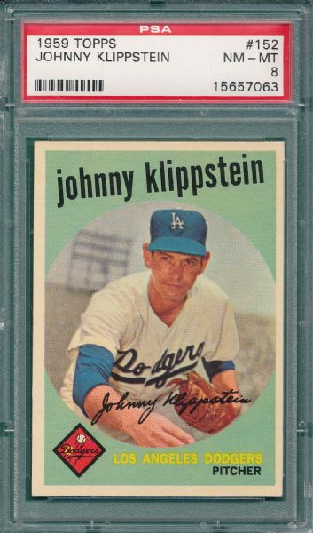 1959 Topps #152 Johnny Klippstein PSA 8