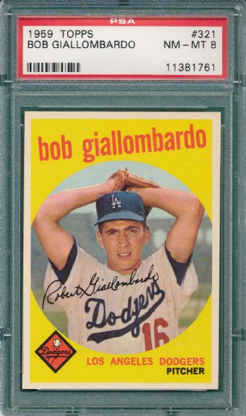 1959 Topps #321 Bob Giallombardo PSA 8