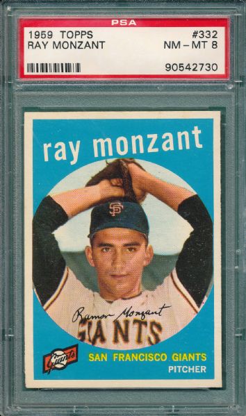 1959 Topps #332 Ray Monzant PSA 8