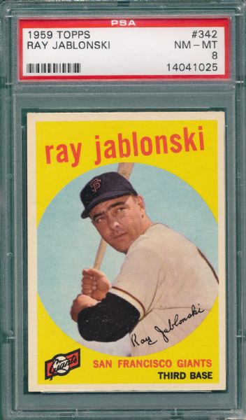 1959 Topps #342 Ray Jablonski PSA 8