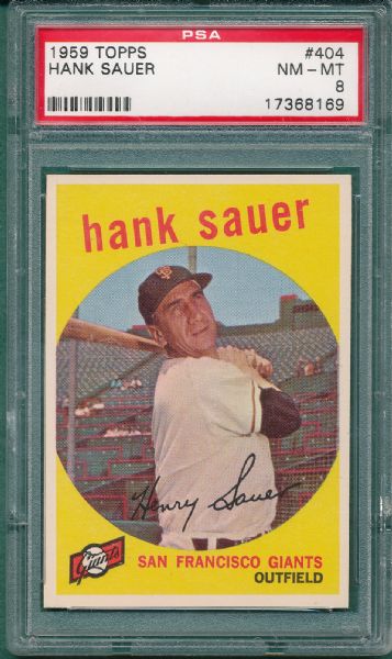 1959 Topps #404 Hank Sauer PSA 8