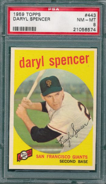 1959 Topps #443 Daryl Spencer PSA 8