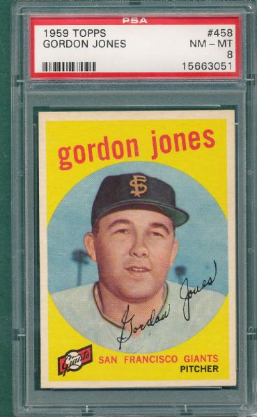 1959 Topps #458 Gordon Jones PSA 8