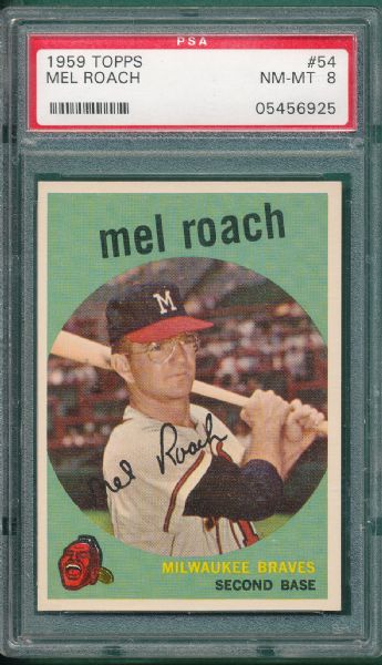 1959 Topps #54 Mel Roach PSA 8