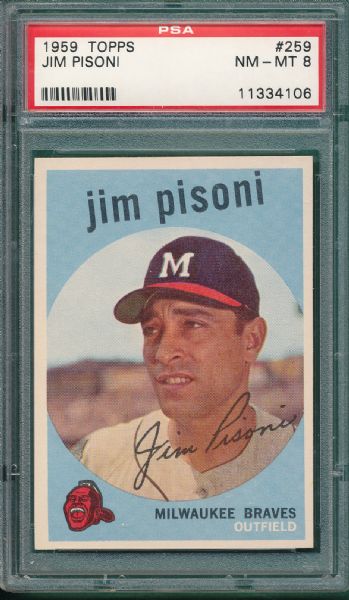 1959 Topps #259 Jim Pisoni PSA 8