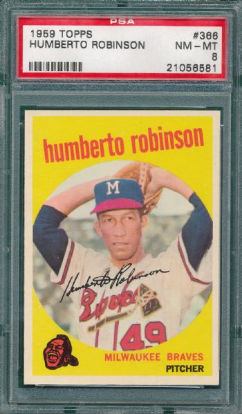 1959 Topps #366 Humberto Robinson PSA 8