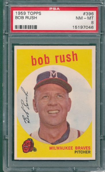 1959 Topps #396 Bob Rush PSA 8