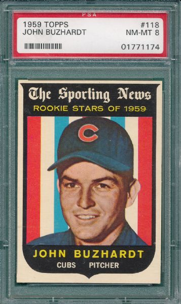 1959 Topps #118 John Buzhardt PSA 8