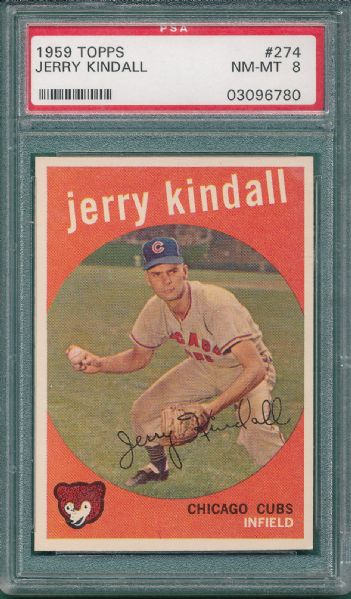 1959 Topps #274 Jerry Kindall PSA 8