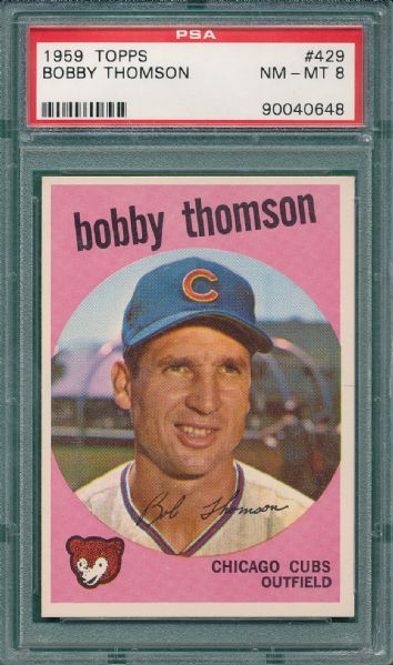 1959 Topps #429 Bobby Thomson PSA 8