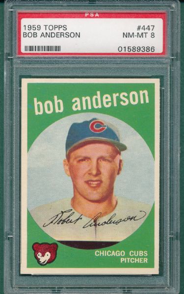 1959 Topps #447 Bob Anderson PSA 8