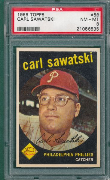 1959 Topps #56 Carl Sawatski PSA 8