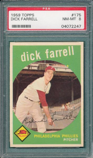 1959 Topps #175 Dick Farrell PSA 8