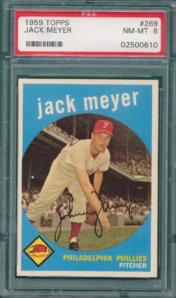 1959 Topps #269 Jack Meyer PSA 8