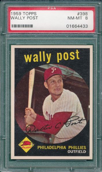 1959 Topps #398 Wally Post PSA 8