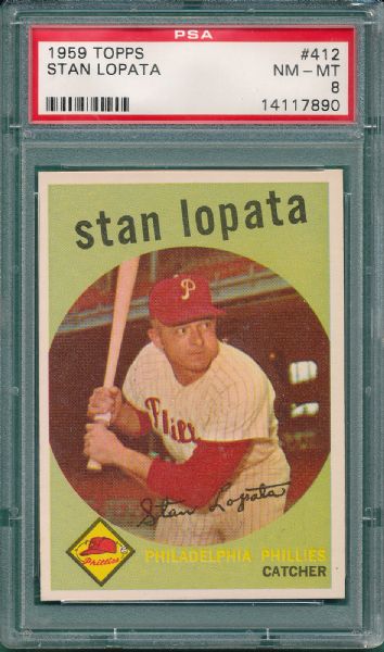 1959 Topps #412 Stan Lopata PSA 8